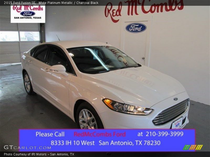 White Platinum Metallic / Charcoal Black 2015 Ford Fusion SE