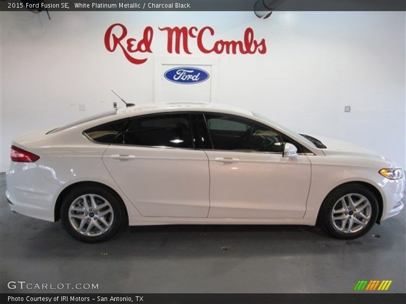 White Platinum Metallic / Charcoal Black 2015 Ford Fusion SE