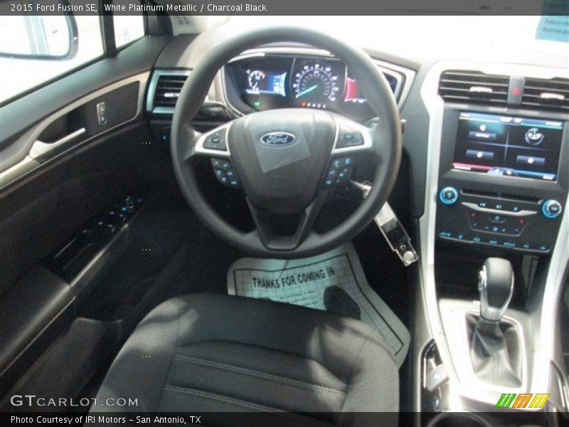 White Platinum Metallic / Charcoal Black 2015 Ford Fusion SE