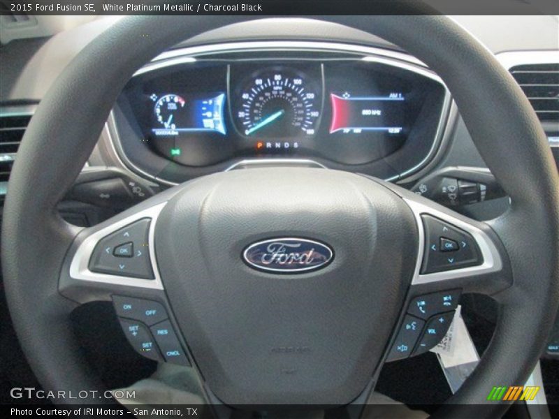 White Platinum Metallic / Charcoal Black 2015 Ford Fusion SE