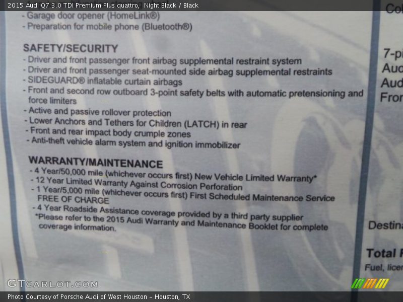 Night Black / Black 2015 Audi Q7 3.0 TDI Premium Plus quattro