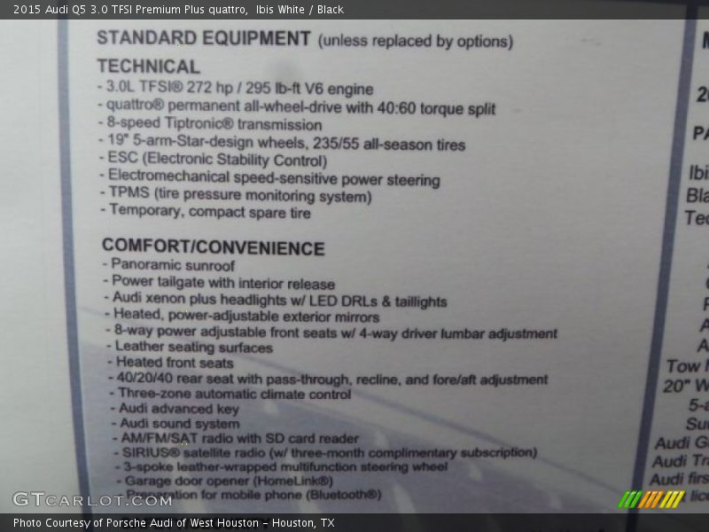 Ibis White / Black 2015 Audi Q5 3.0 TFSI Premium Plus quattro