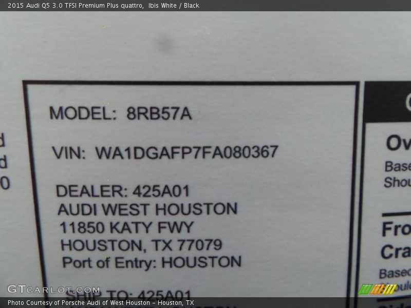 Ibis White / Black 2015 Audi Q5 3.0 TFSI Premium Plus quattro