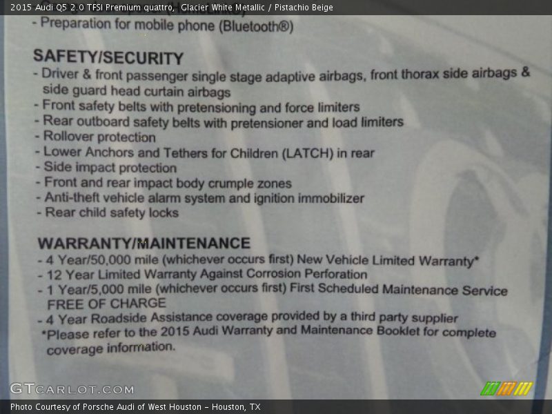 Glacier White Metallic / Pistachio Beige 2015 Audi Q5 2.0 TFSI Premium quattro
