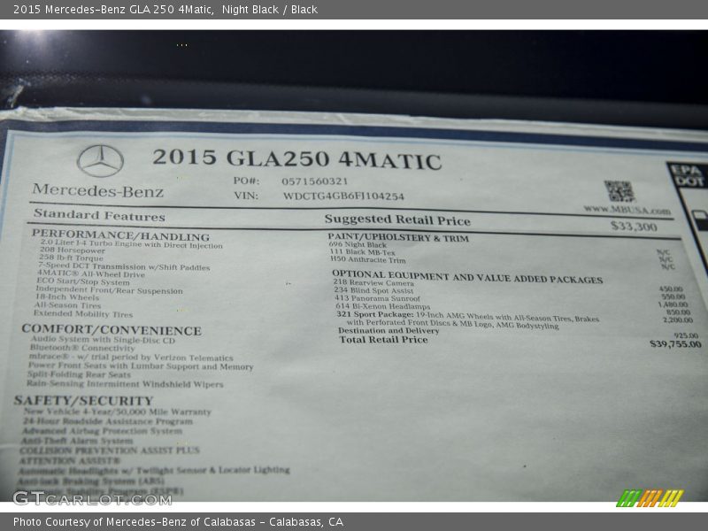 Night Black / Black 2015 Mercedes-Benz GLA 250 4Matic