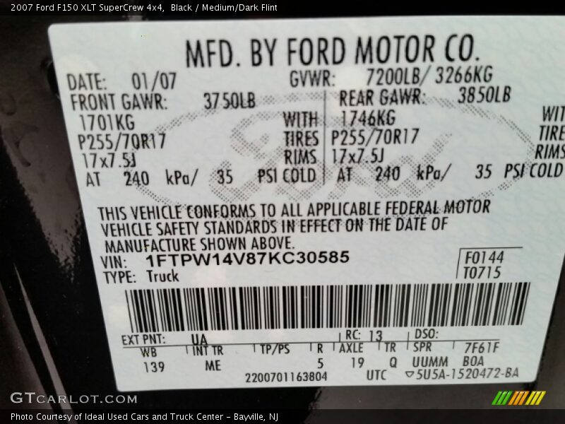 Black / Medium/Dark Flint 2007 Ford F150 XLT SuperCrew 4x4