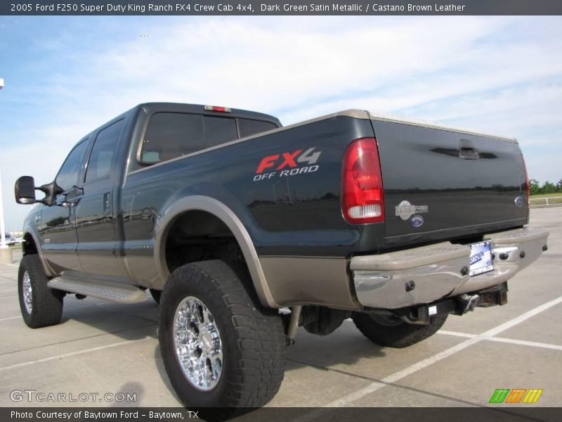 Dark Green Satin Metallic / Castano Brown Leather 2005 Ford F250 Super Duty King Ranch FX4 Crew Cab 4x4