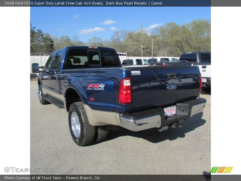 Dark Blue Pearl Metallic / Camel 2008 Ford F350 Super Duty Lariat Crew Cab 4x4 Dually