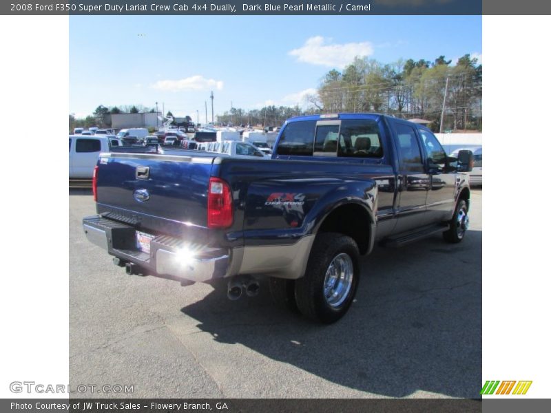 Dark Blue Pearl Metallic / Camel 2008 Ford F350 Super Duty Lariat Crew Cab 4x4 Dually