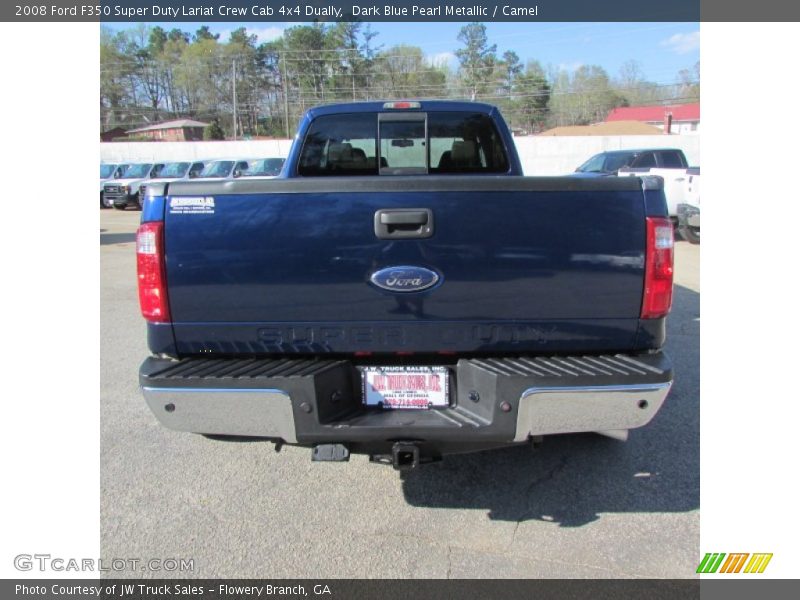 Dark Blue Pearl Metallic / Camel 2008 Ford F350 Super Duty Lariat Crew Cab 4x4 Dually