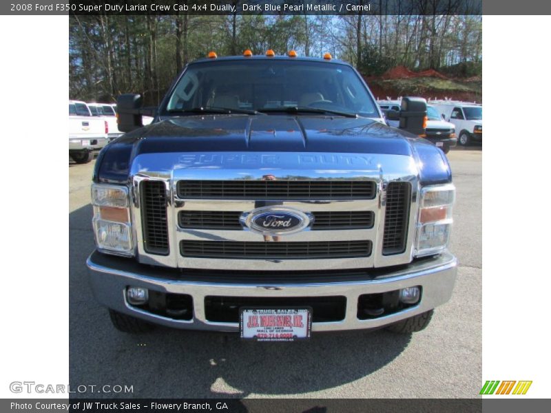 Dark Blue Pearl Metallic / Camel 2008 Ford F350 Super Duty Lariat Crew Cab 4x4 Dually