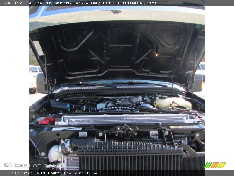 Dark Blue Pearl Metallic / Camel 2008 Ford F350 Super Duty Lariat Crew Cab 4x4 Dually