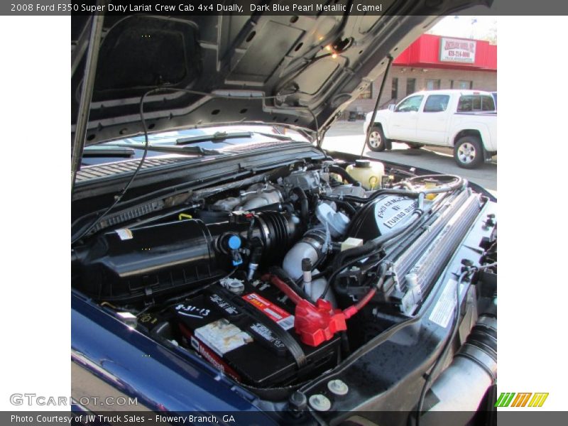 Dark Blue Pearl Metallic / Camel 2008 Ford F350 Super Duty Lariat Crew Cab 4x4 Dually