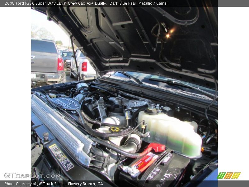 Dark Blue Pearl Metallic / Camel 2008 Ford F350 Super Duty Lariat Crew Cab 4x4 Dually