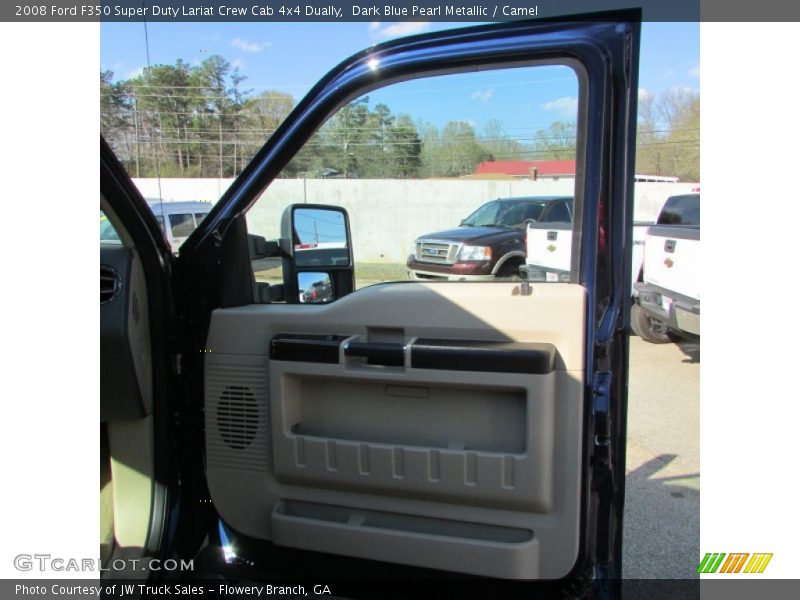 Dark Blue Pearl Metallic / Camel 2008 Ford F350 Super Duty Lariat Crew Cab 4x4 Dually