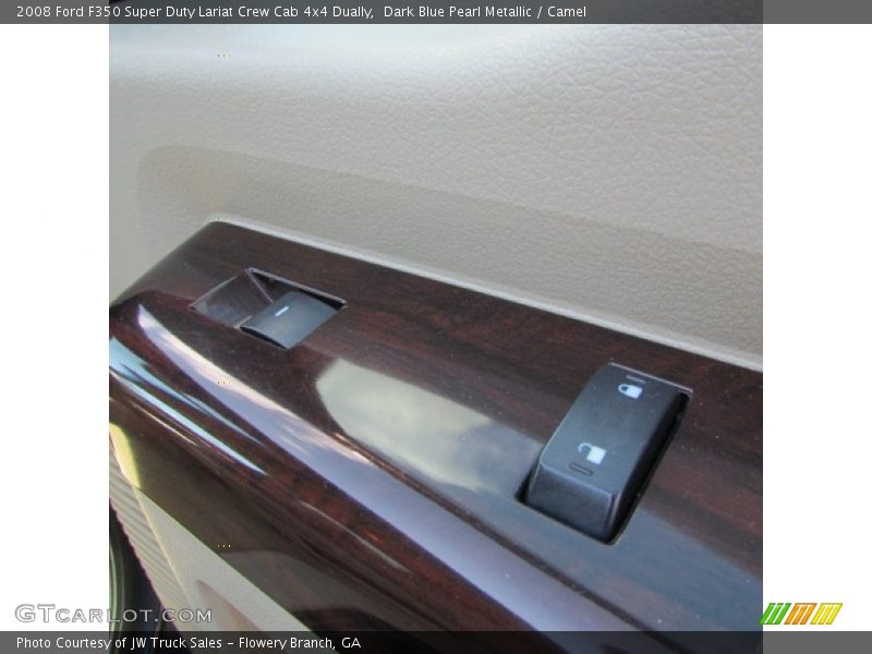 Dark Blue Pearl Metallic / Camel 2008 Ford F350 Super Duty Lariat Crew Cab 4x4 Dually