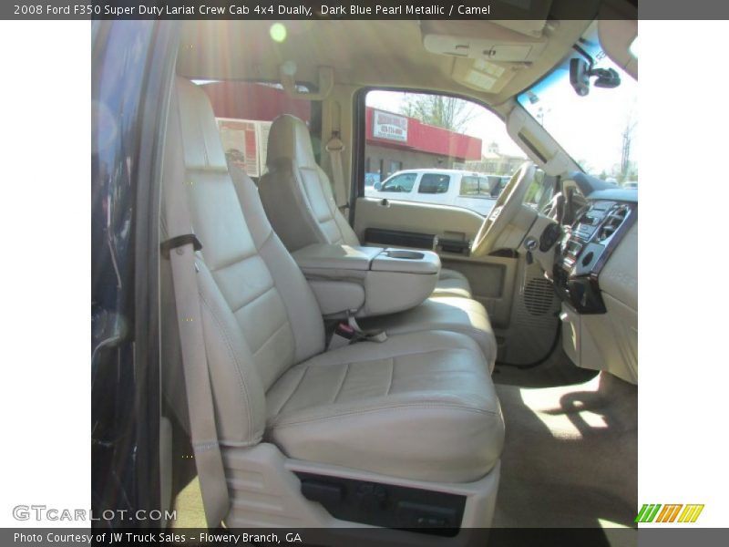 Dark Blue Pearl Metallic / Camel 2008 Ford F350 Super Duty Lariat Crew Cab 4x4 Dually