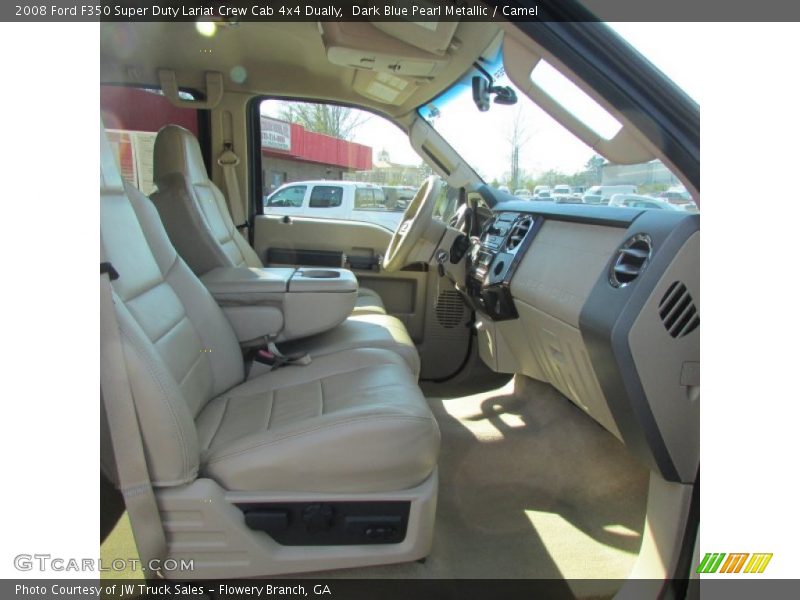 Dark Blue Pearl Metallic / Camel 2008 Ford F350 Super Duty Lariat Crew Cab 4x4 Dually