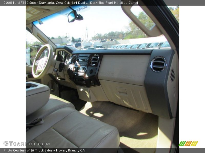 Dark Blue Pearl Metallic / Camel 2008 Ford F350 Super Duty Lariat Crew Cab 4x4 Dually