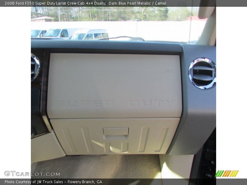 Dark Blue Pearl Metallic / Camel 2008 Ford F350 Super Duty Lariat Crew Cab 4x4 Dually