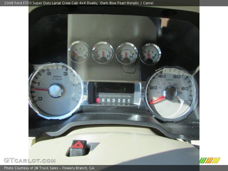 Dark Blue Pearl Metallic / Camel 2008 Ford F350 Super Duty Lariat Crew Cab 4x4 Dually