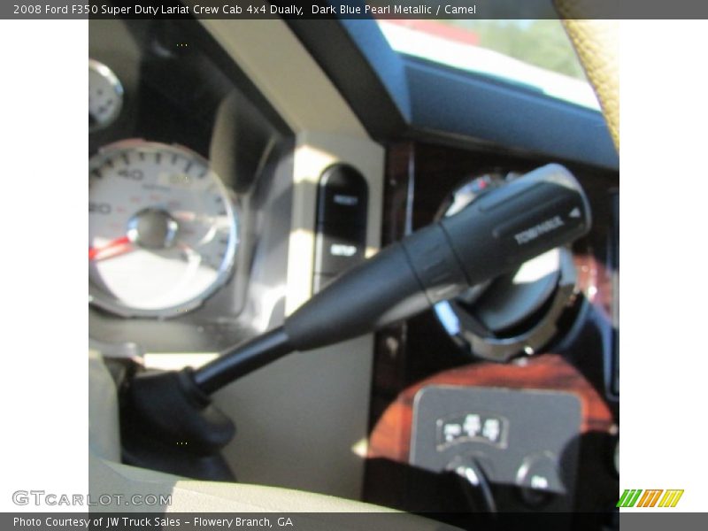 Dark Blue Pearl Metallic / Camel 2008 Ford F350 Super Duty Lariat Crew Cab 4x4 Dually