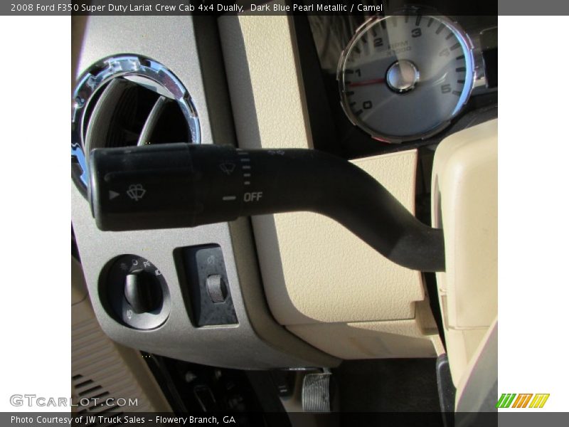 Dark Blue Pearl Metallic / Camel 2008 Ford F350 Super Duty Lariat Crew Cab 4x4 Dually