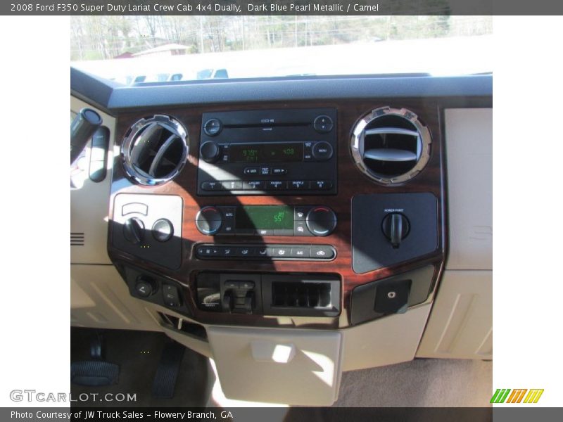 Dark Blue Pearl Metallic / Camel 2008 Ford F350 Super Duty Lariat Crew Cab 4x4 Dually