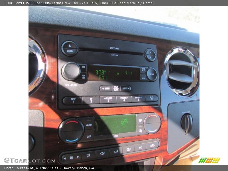 Dark Blue Pearl Metallic / Camel 2008 Ford F350 Super Duty Lariat Crew Cab 4x4 Dually