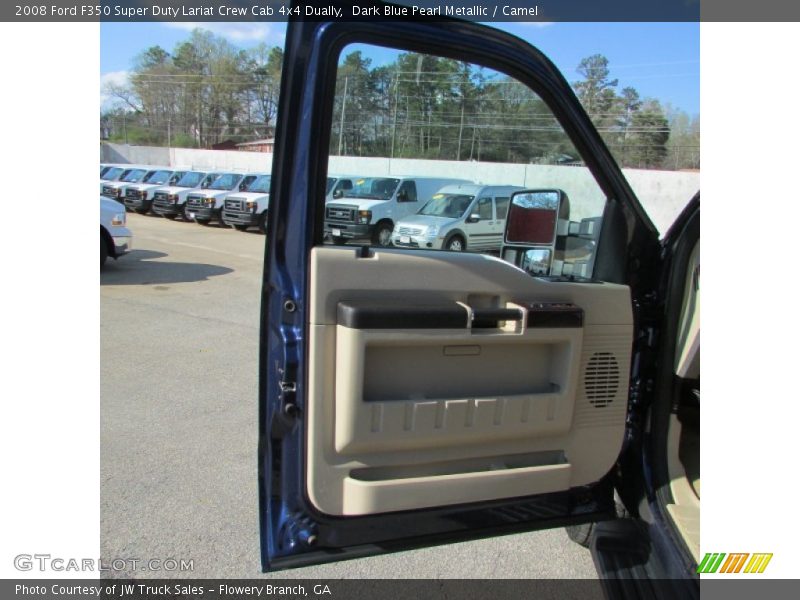 Dark Blue Pearl Metallic / Camel 2008 Ford F350 Super Duty Lariat Crew Cab 4x4 Dually