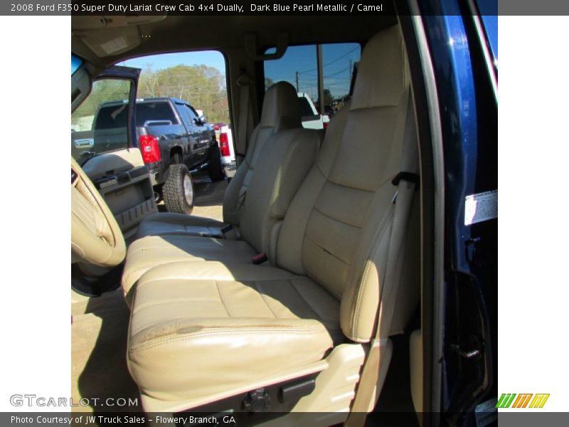 Dark Blue Pearl Metallic / Camel 2008 Ford F350 Super Duty Lariat Crew Cab 4x4 Dually