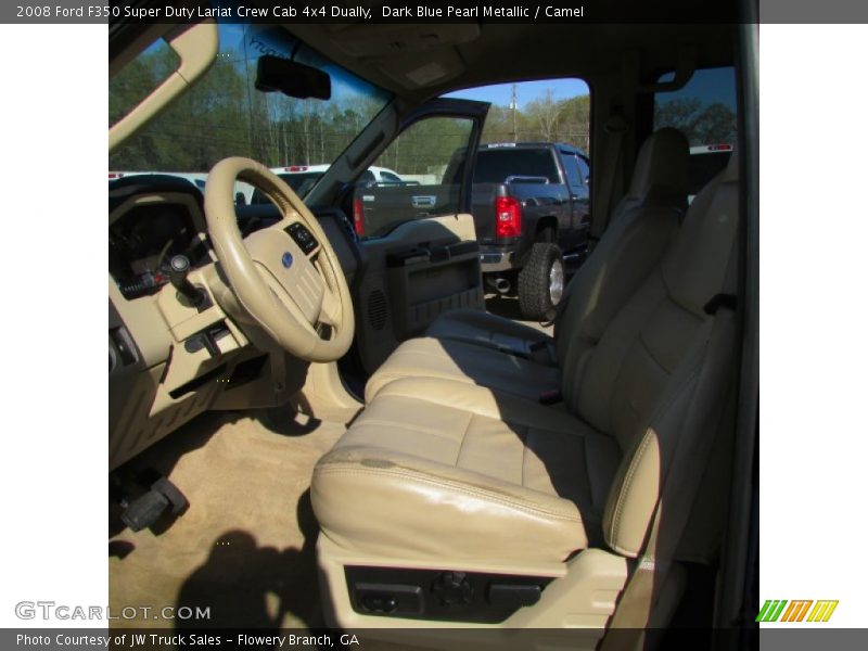 Dark Blue Pearl Metallic / Camel 2008 Ford F350 Super Duty Lariat Crew Cab 4x4 Dually