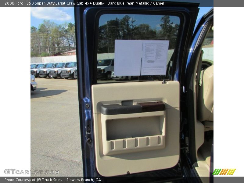 Dark Blue Pearl Metallic / Camel 2008 Ford F350 Super Duty Lariat Crew Cab 4x4 Dually
