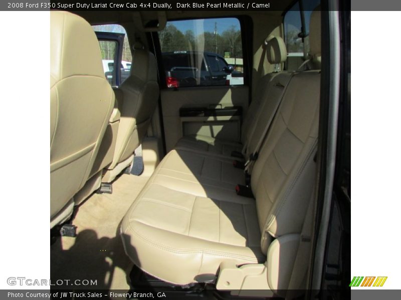 Dark Blue Pearl Metallic / Camel 2008 Ford F350 Super Duty Lariat Crew Cab 4x4 Dually