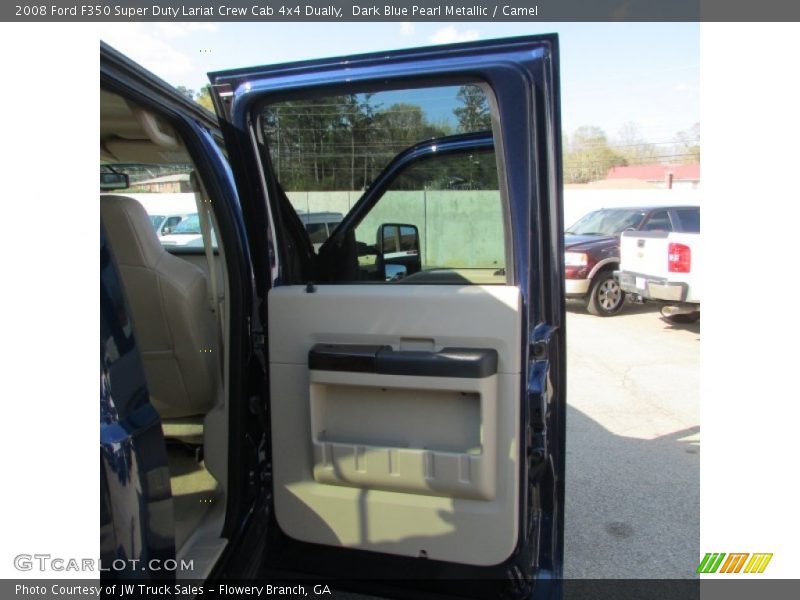 Dark Blue Pearl Metallic / Camel 2008 Ford F350 Super Duty Lariat Crew Cab 4x4 Dually