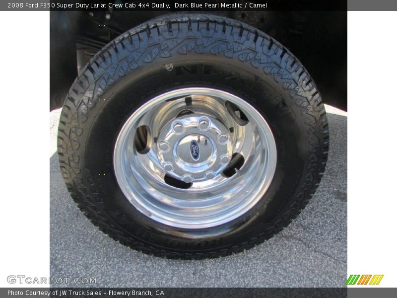 Dark Blue Pearl Metallic / Camel 2008 Ford F350 Super Duty Lariat Crew Cab 4x4 Dually