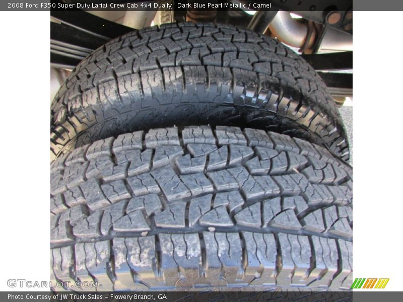 Dark Blue Pearl Metallic / Camel 2008 Ford F350 Super Duty Lariat Crew Cab 4x4 Dually