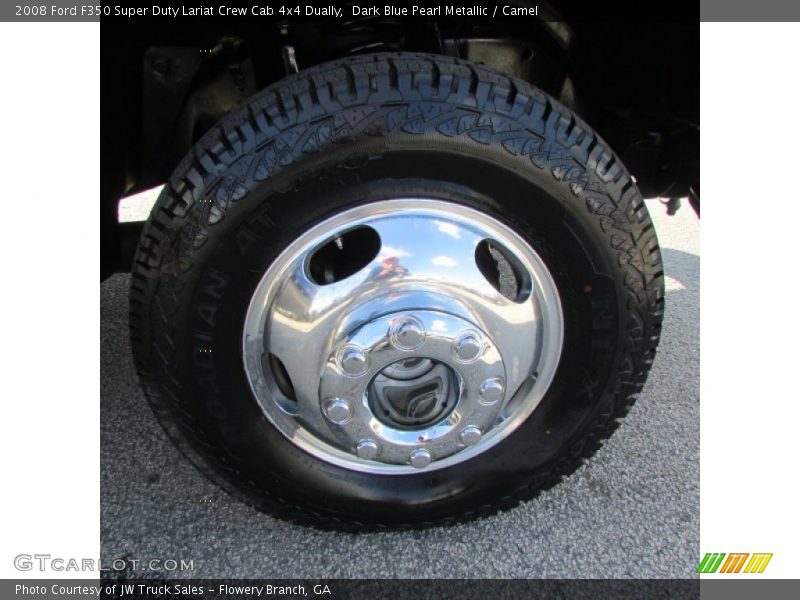 Dark Blue Pearl Metallic / Camel 2008 Ford F350 Super Duty Lariat Crew Cab 4x4 Dually