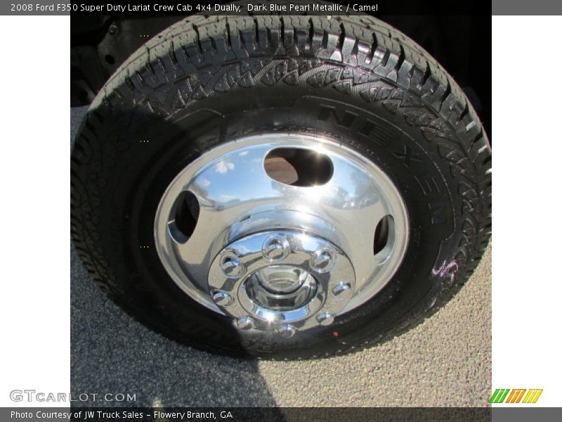 Dark Blue Pearl Metallic / Camel 2008 Ford F350 Super Duty Lariat Crew Cab 4x4 Dually