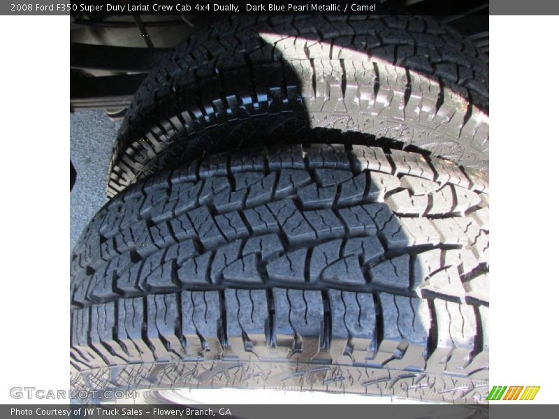 Dark Blue Pearl Metallic / Camel 2008 Ford F350 Super Duty Lariat Crew Cab 4x4 Dually
