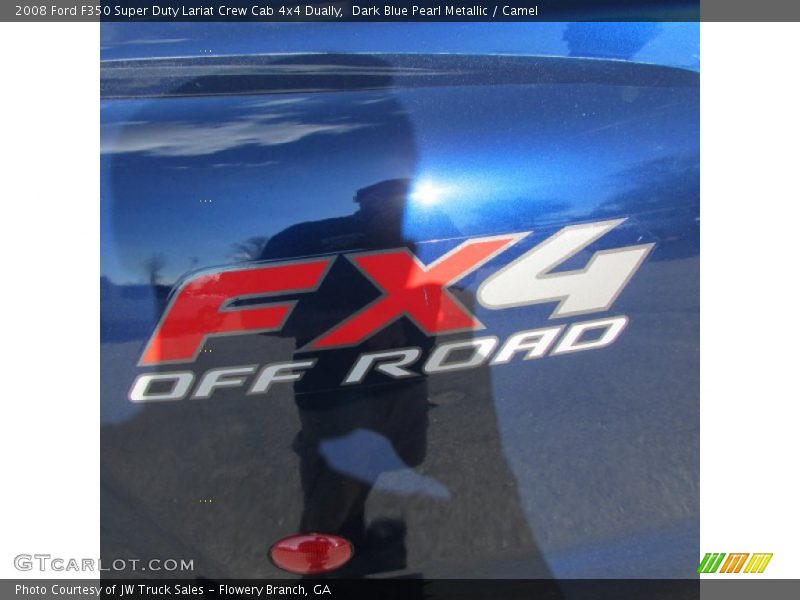 Dark Blue Pearl Metallic / Camel 2008 Ford F350 Super Duty Lariat Crew Cab 4x4 Dually