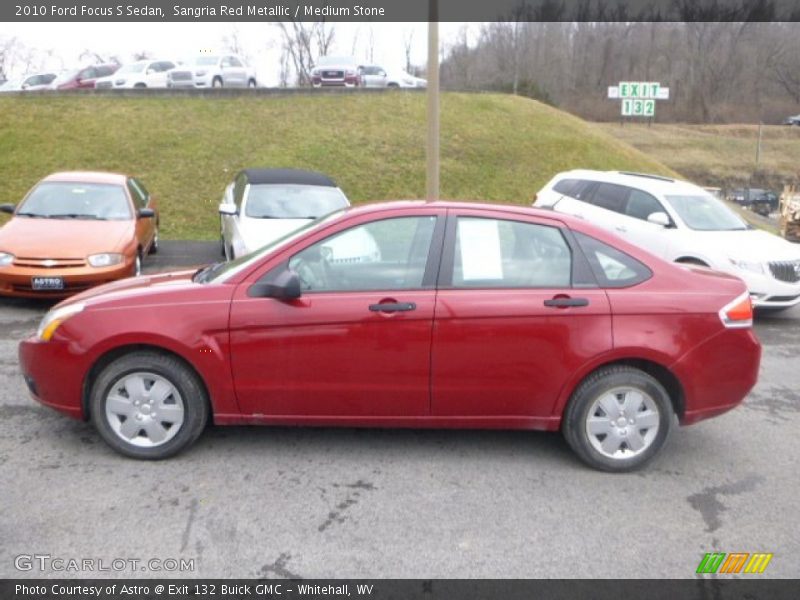 Sangria Red Metallic / Medium Stone 2010 Ford Focus S Sedan