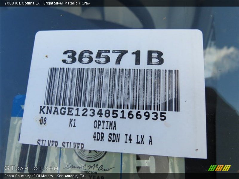 Bright Silver Metallic / Gray 2008 Kia Optima LX