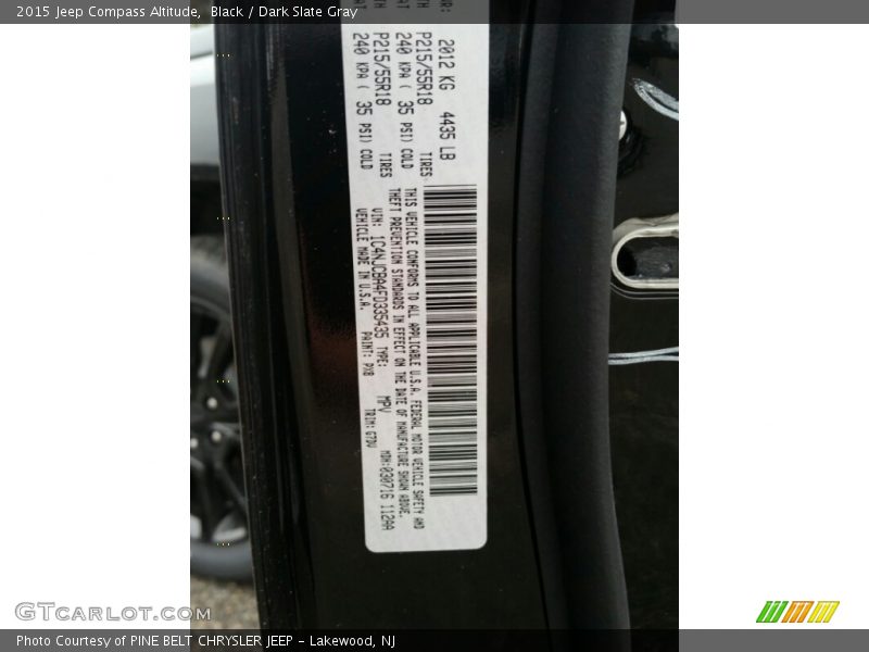 Black / Dark Slate Gray 2015 Jeep Compass Altitude