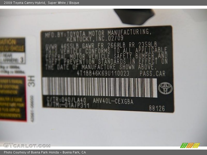 Super White / Bisque 2009 Toyota Camry Hybrid