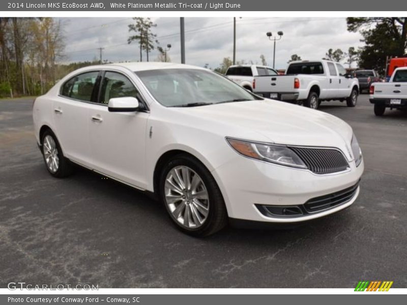 White Platinum Metallic Tri-coat / Light Dune 2014 Lincoln MKS EcoBoost AWD