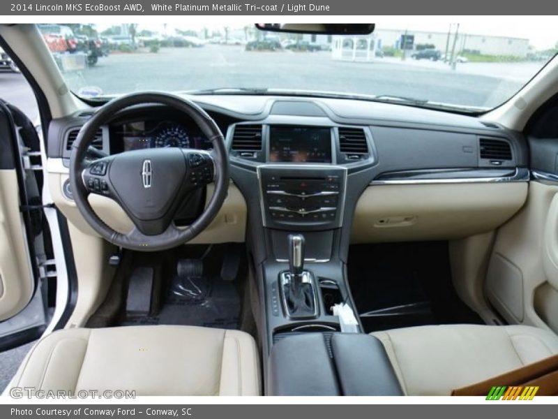 White Platinum Metallic Tri-coat / Light Dune 2014 Lincoln MKS EcoBoost AWD