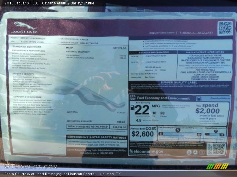  2015 XF 3.0 Window Sticker