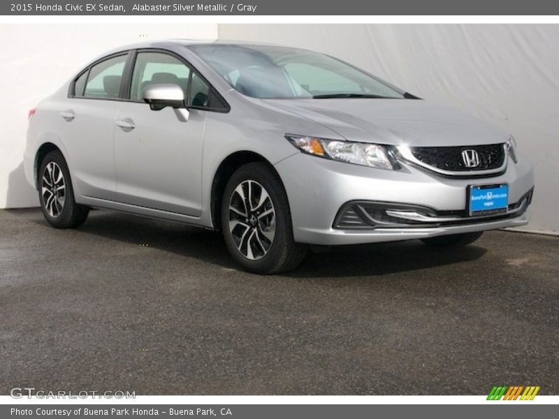 Alabaster Silver Metallic / Gray 2015 Honda Civic EX Sedan