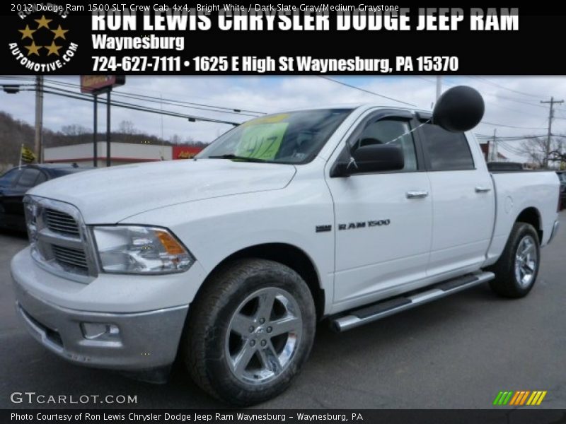 Bright White / Dark Slate Gray/Medium Graystone 2012 Dodge Ram 1500 SLT Crew Cab 4x4